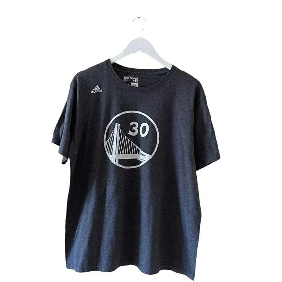 ADIDAS GOLDEN STATE WARRIORS COTTON GREY BASKETBALL T-SHIRT STEPHEN CURRY- LARGE - Picture 1 of 10